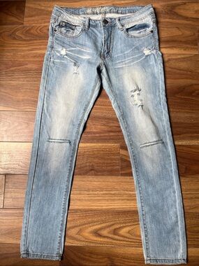 Machine Jeans Light Wash Distressed Skinny Women's Blue Low Waist